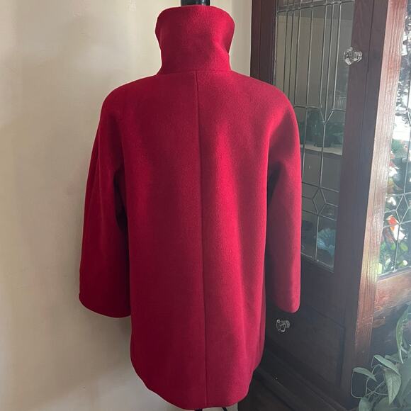 Hilary Radley Red Wool Alpaca Blend Peacoat Jacket Swing Coat Made in Peru M - Picture 6 of 17